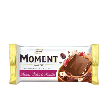 Chocolat Moment – Raisins et  éclats de noisettes – 100g