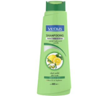 Shampooing Venus – à l’huile d’olive et citron – Cheveux secs – 400ml