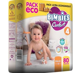 Couches bébé BIMBIES – CONFORT- N4 – 80pcs